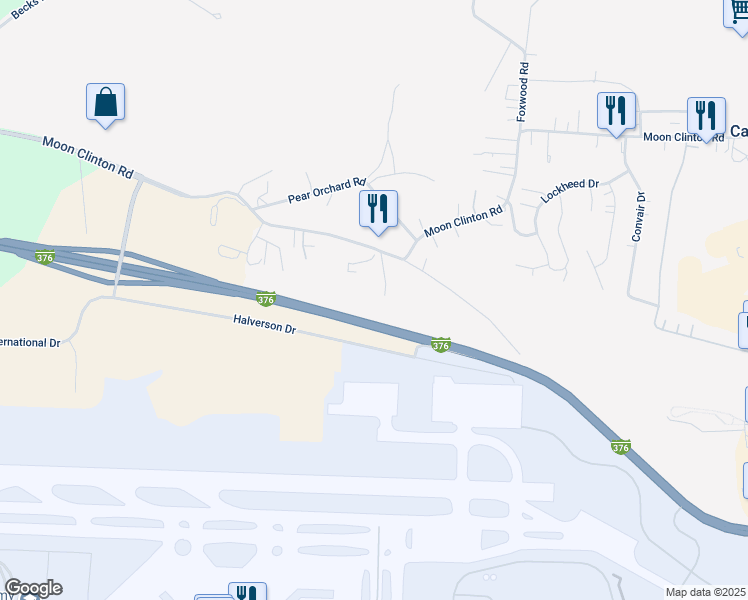 map of restaurants, bars, coffee shops, grocery stores, and more near 114 McLaughlin Road in Coraopolis