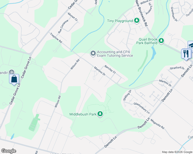 map of restaurants, bars, coffee shops, grocery stores, and more near 444 Windsor Court in Franklin Township