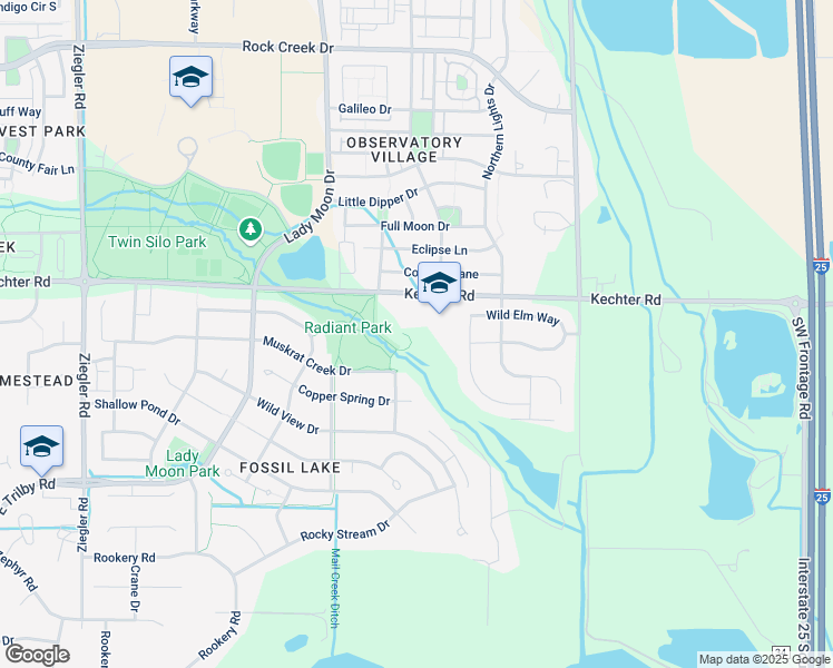 map of restaurants, bars, coffee shops, grocery stores, and more near 3715 Kechter Road in Fort Collins