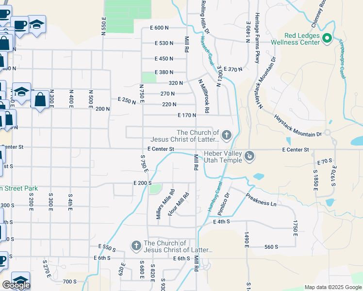 map of restaurants, bars, coffee shops, grocery stores, and more near 1069 East Center Street in Heber City