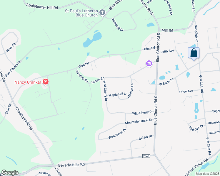 map of restaurants, bars, coffee shops, grocery stores, and more near 6449 Maple Hill Lane in Coopersburg