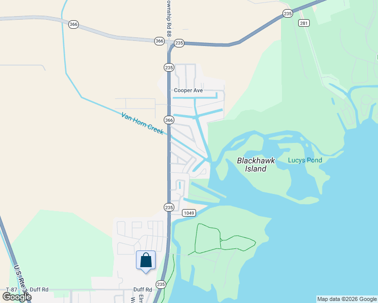 map of restaurants, bars, coffee shops, grocery stores, and more near 11635 Channel View Drive in Lakeview