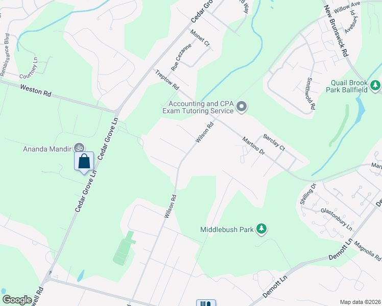 map of restaurants, bars, coffee shops, grocery stores, and more near 1 Michelangelo Court in Franklin Township
