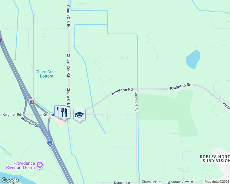 map of restaurants, bars, coffee shops, grocery stores, and more near Knighton Road in Redding