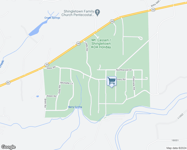map of restaurants, bars, coffee shops, grocery stores, and more near 33250 Plateau Pines Rd in Shingletown