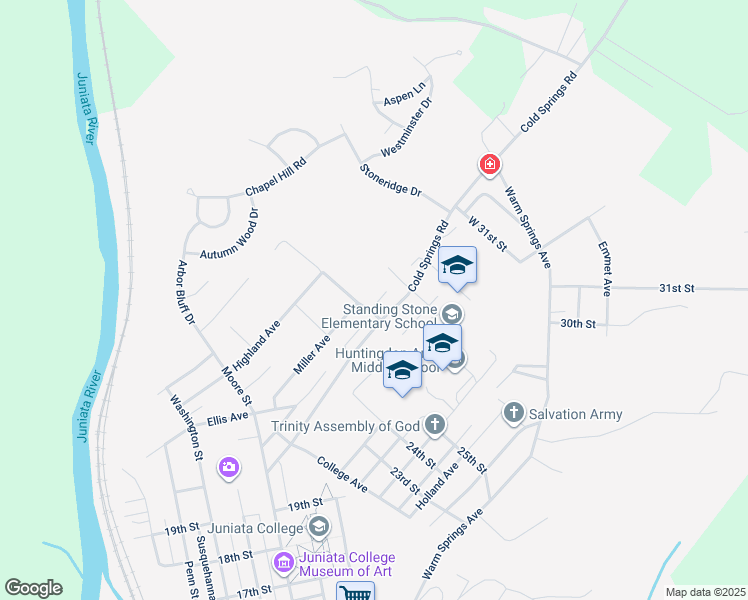 map of restaurants, bars, coffee shops, grocery stores, and more near 2706 Allison Avenue in Huntingdon
