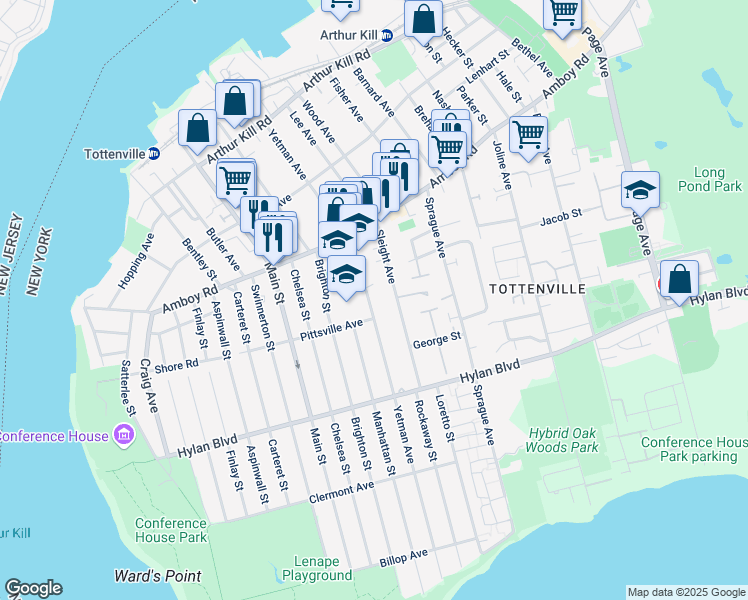 map of restaurants, bars, coffee shops, grocery stores, and more near 369 Yetman Avenue in Staten Island