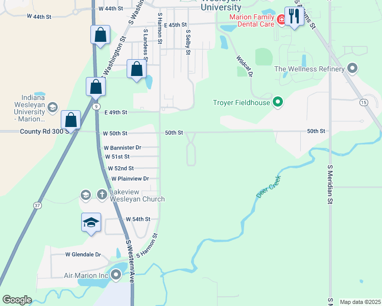 map of restaurants, bars, coffee shops, grocery stores, and more near 5000 Prestwick Square in Marion
