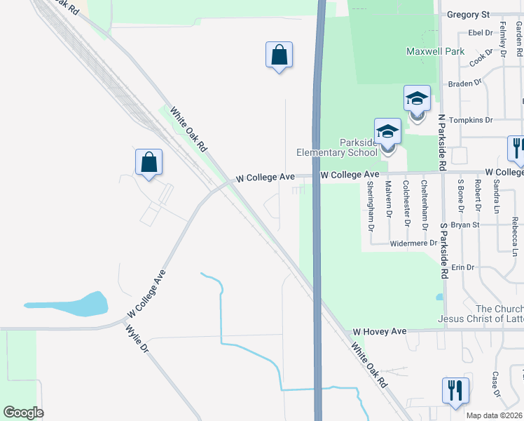 map of restaurants, bars, coffee shops, grocery stores, and more near 221 Eugene Drive in Normal