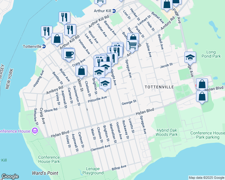 map of restaurants, bars, coffee shops, grocery stores, and more near 369 Yetman Avenue in Staten Island