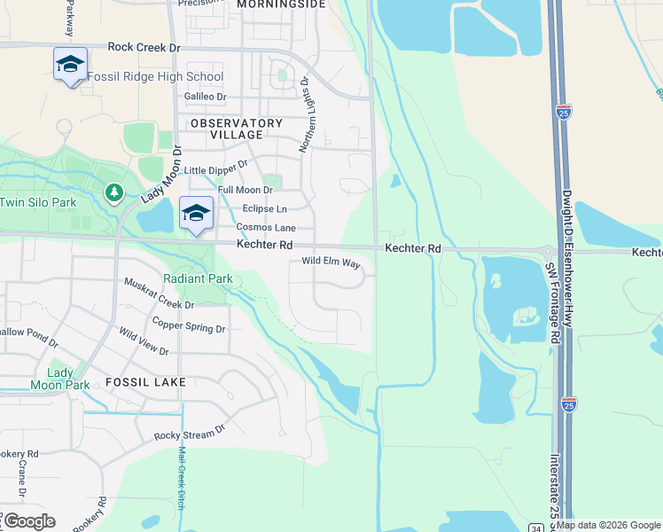 map of restaurants, bars, coffee shops, grocery stores, and more near 3921 Wild Elm Way in Fort Collins