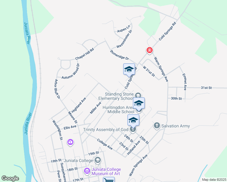 map of restaurants, bars, coffee shops, grocery stores, and more near 2706 Allison Avenue in Huntingdon