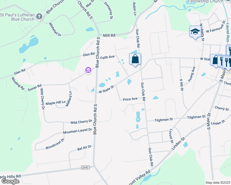 map of restaurants, bars, coffee shops, grocery stores, and more near 5260 Price Avenue in Coopersburg