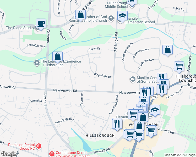 map of restaurants, bars, coffee shops, grocery stores, and more near 5 Kaler Street in Somerset County