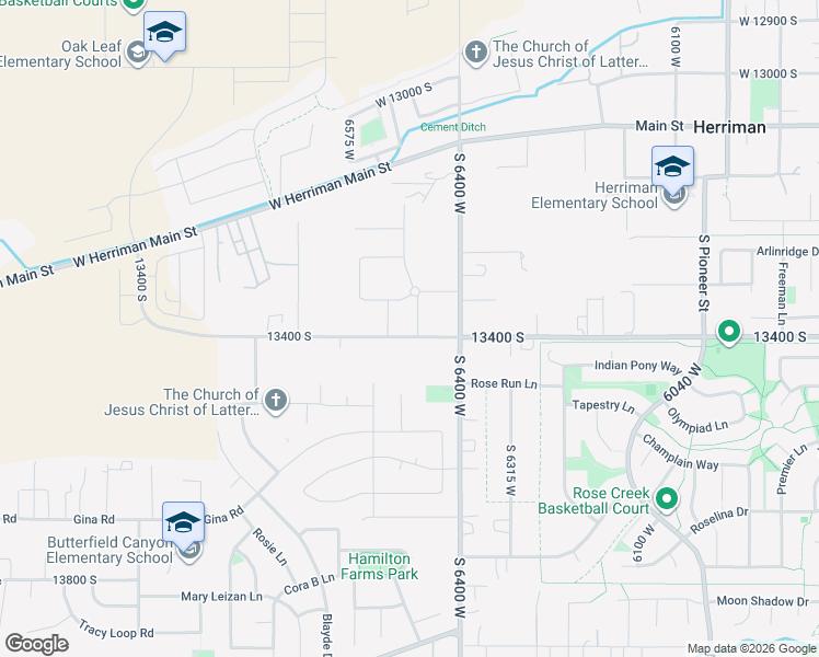 map of restaurants, bars, coffee shops, grocery stores, and more near 6503 13400 South in Herriman