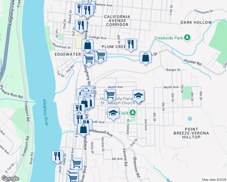 map of restaurants, bars, coffee shops, grocery stores, and more near 834 1st Street in Verona