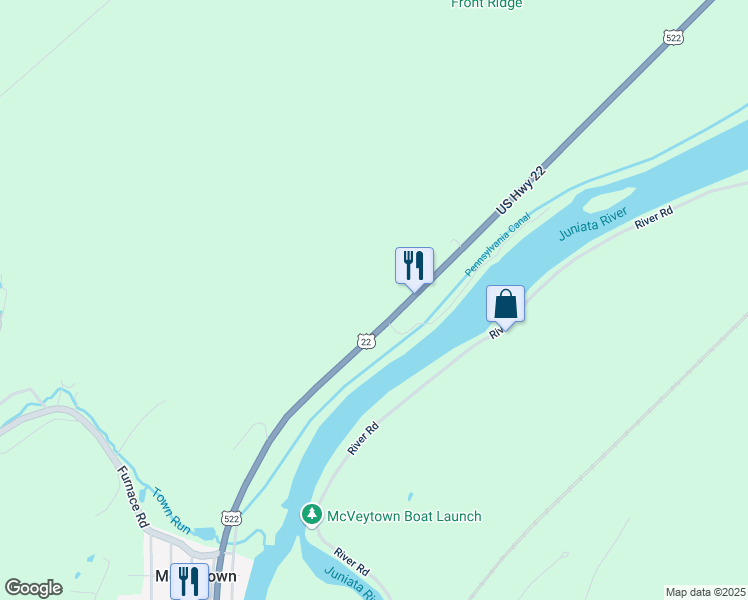 map of restaurants, bars, coffee shops, grocery stores, and more near in McVeytown