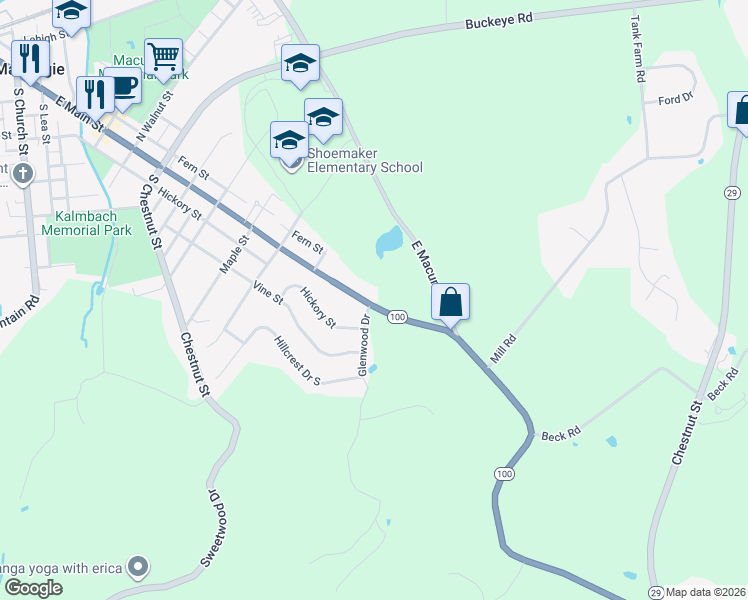 map of restaurants, bars, coffee shops, grocery stores, and more near 4301 Kings Highway North in Emmaus