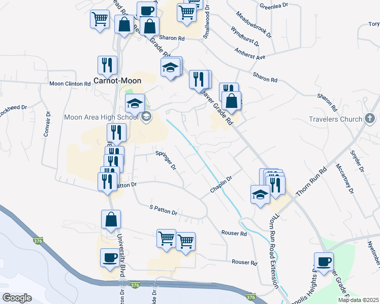 map of restaurants, bars, coffee shops, grocery stores, and more near 834 Forest Green Drive in Coraopolis