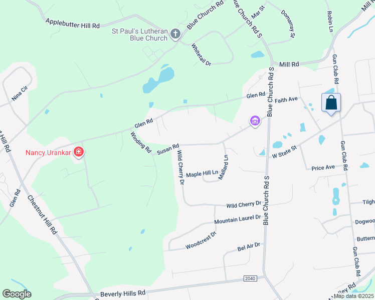map of restaurants, bars, coffee shops, grocery stores, and more near 5535 Susan Road in Coopersburg