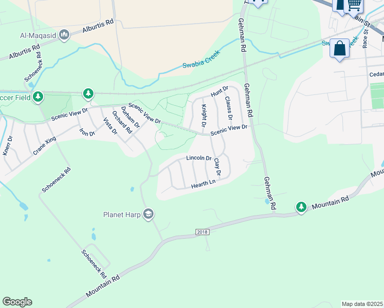 map of restaurants, bars, coffee shops, grocery stores, and more near 6999 Lincoln Drive in Macungie