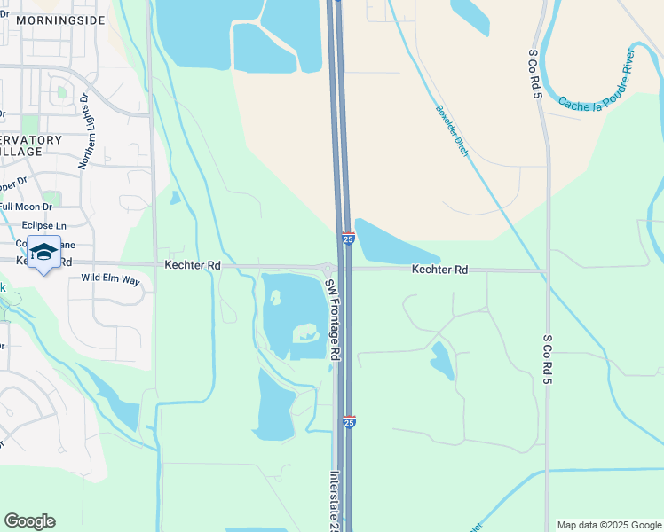 map of restaurants, bars, coffee shops, grocery stores, and more near County Road 36 in Fort Collins
