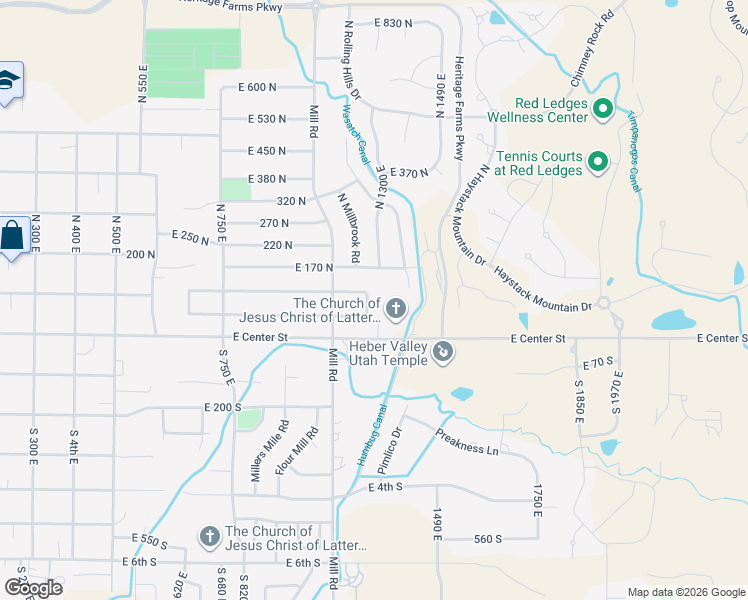 map of restaurants, bars, coffee shops, grocery stores, and more near 84 North 1280 East in Heber City