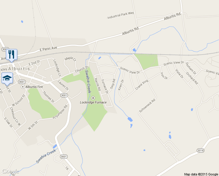 map of restaurants, bars, coffee shops, grocery stores, and more near 3426 Seip Road in Macungie
