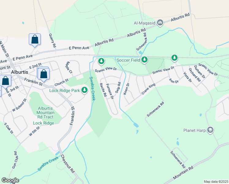 map of restaurants, bars, coffee shops, grocery stores, and more near 3426 Seip Road in Macungie