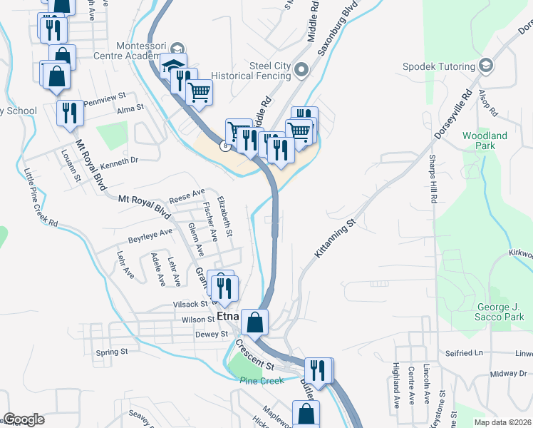 map of restaurants, bars, coffee shops, grocery stores, and more near 839 Butler Street in Pittsburgh
