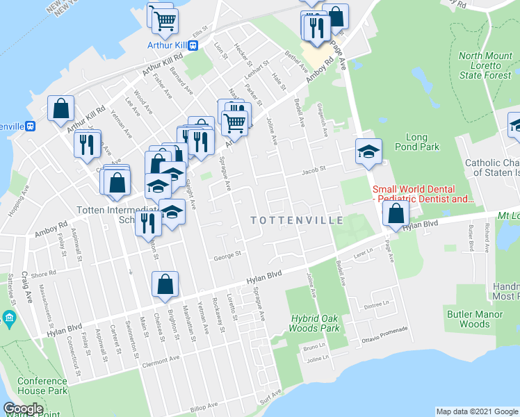 map of restaurants, bars, coffee shops, grocery stores, and more near 85 Nancy Lane in Staten Island