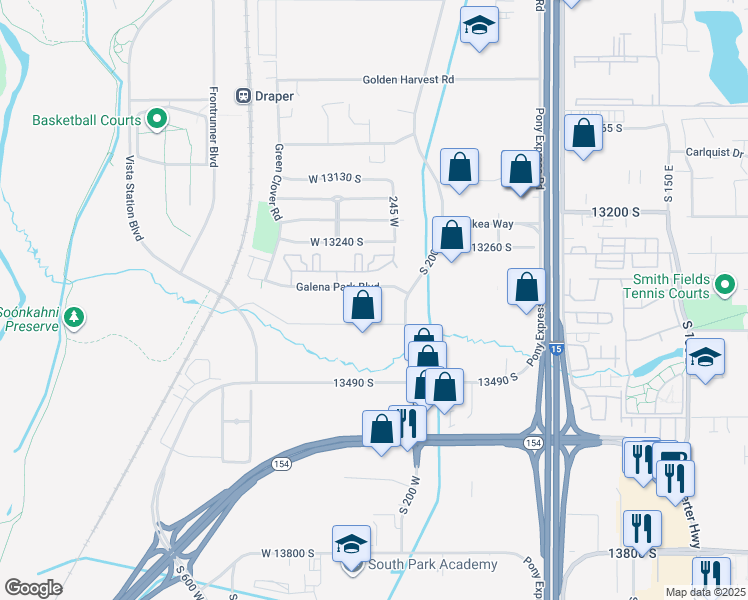 map of restaurants, bars, coffee shops, grocery stores, and more near 256 West Data Drive in Draper