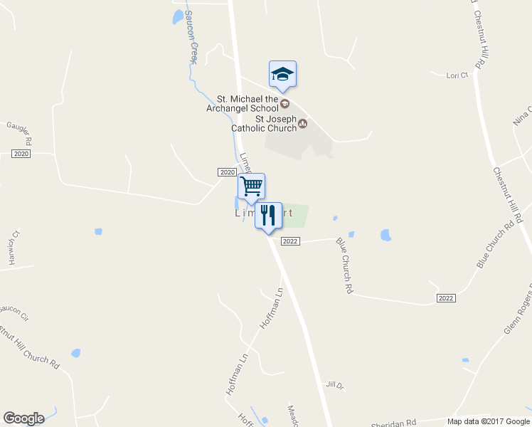 map of restaurants, bars, coffee shops, grocery stores, and more near 1470 Limeport Pike in Coopersburg