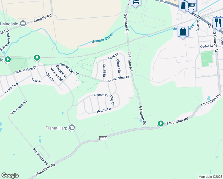 map of restaurants, bars, coffee shops, grocery stores, and more near 6927 Lincoln Drive in Macungie