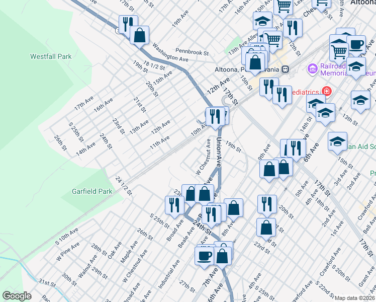map of restaurants, bars, coffee shops, grocery stores, and more near 2006-2008 Pine Avenue in Altoona
