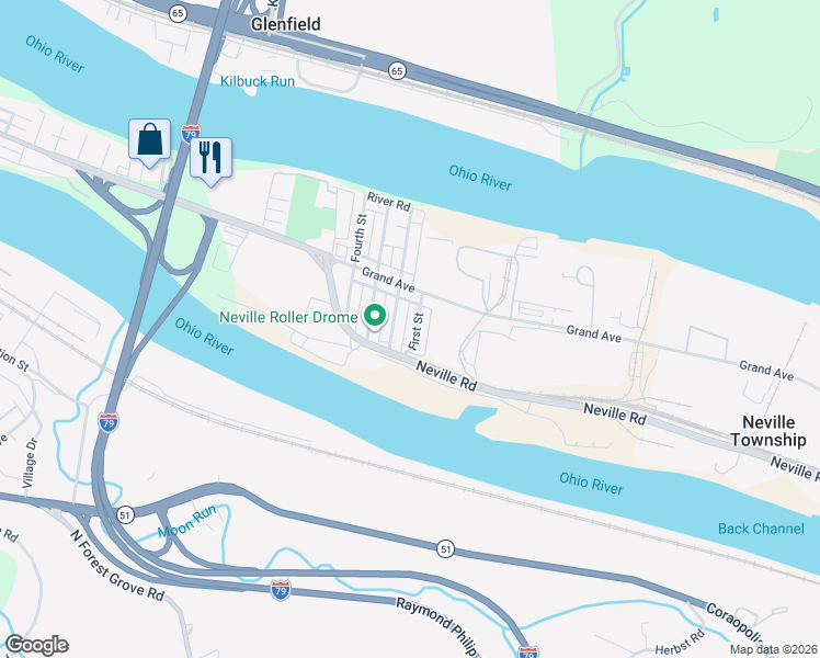 map of restaurants, bars, coffee shops, grocery stores, and more near 123 First Street in Pittsburgh