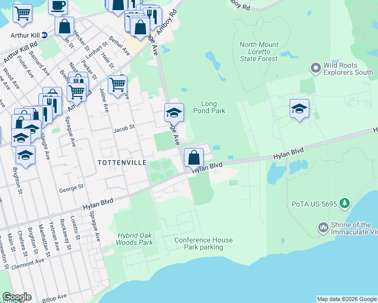 map of restaurants, bars, coffee shops, grocery stores, and more near in Staten Island