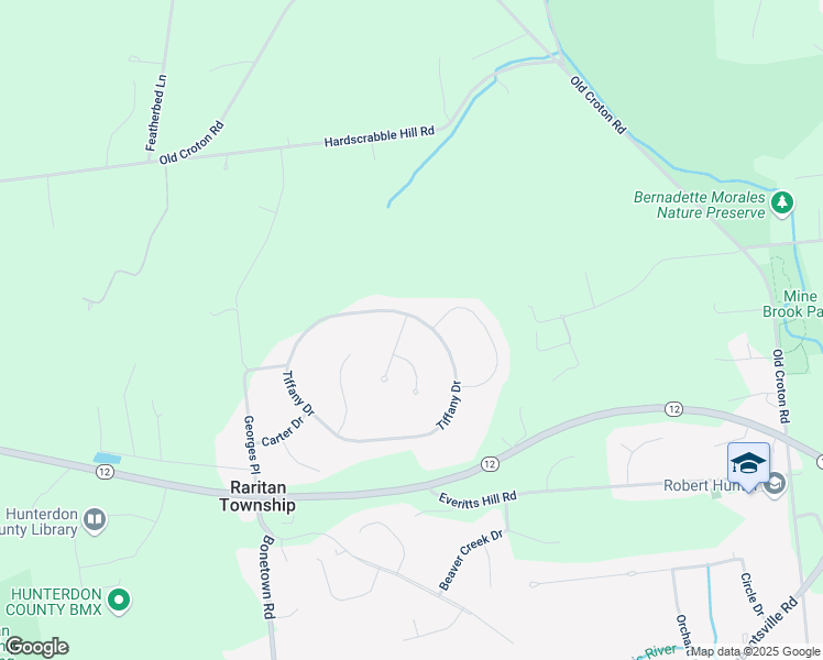 map of restaurants, bars, coffee shops, grocery stores, and more near 24 Tiffany Drive in Flemington