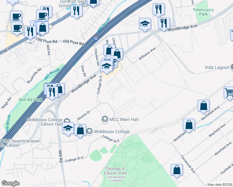 map of restaurants, bars, coffee shops, grocery stores, and more near 2224 Edward Stec Boulevard in Edison