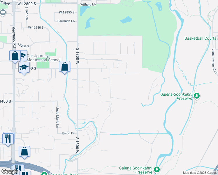 map of restaurants, bars, coffee shops, grocery stores, and more near 13315 Lovers Lane in Riverton