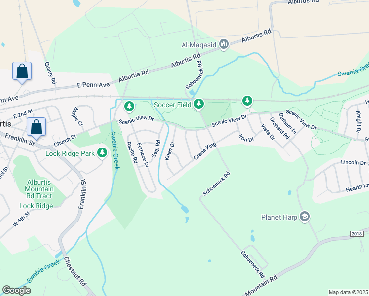 map of restaurants, bars, coffee shops, grocery stores, and more near 3470 McKeever Road in Macungie