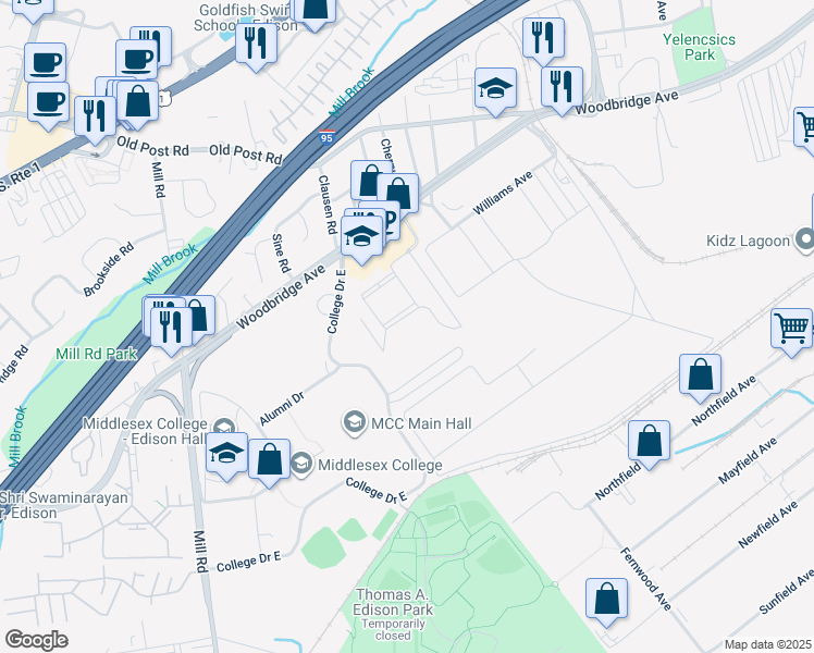 map of restaurants, bars, coffee shops, grocery stores, and more near 2224 Edward Stec Boulevard in Edison