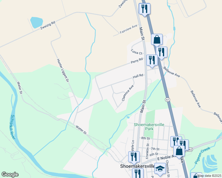 map of restaurants, bars, coffee shops, grocery stores, and more near 20 Waxwood Road in Shoemakersville