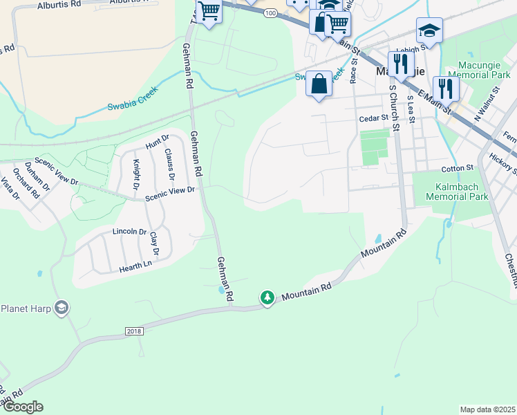 map of restaurants, bars, coffee shops, grocery stores, and more near 6566 Scenic View Drive in Macungie