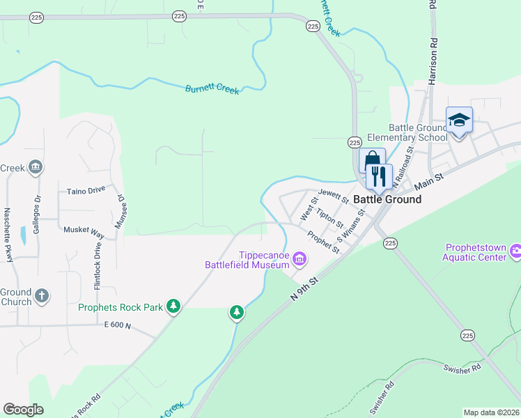 map of restaurants, bars, coffee shops, grocery stores, and more near 400 Prophet Street in Battle Ground