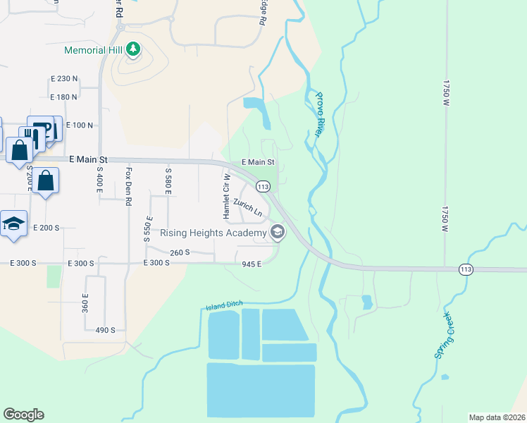 map of restaurants, bars, coffee shops, grocery stores, and more near 893 Zurich Lane in Midway