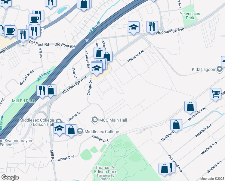 map of restaurants, bars, coffee shops, grocery stores, and more near 2224 Edward Stec Boulevard in Edison