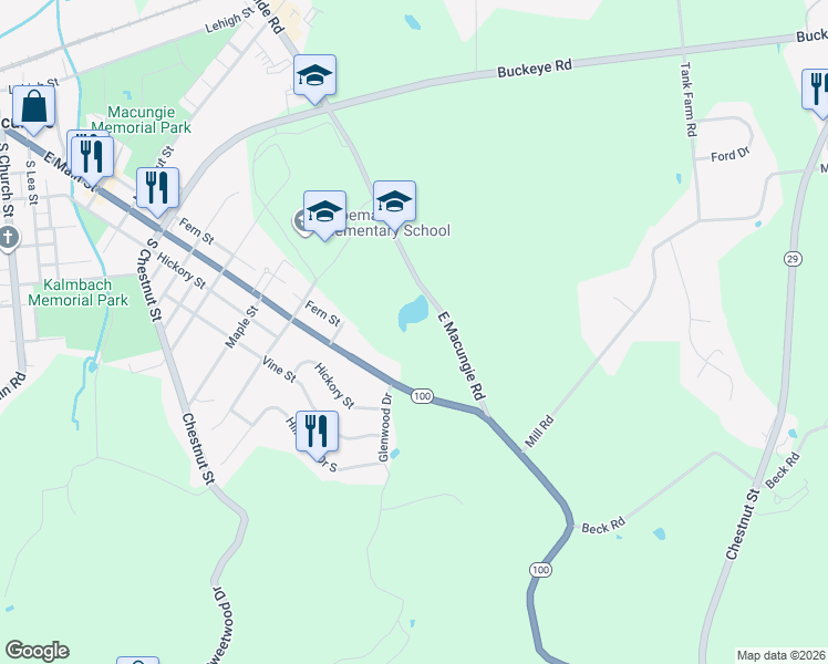 map of restaurants, bars, coffee shops, grocery stores, and more near 4301 Kings Highway North in Emmaus