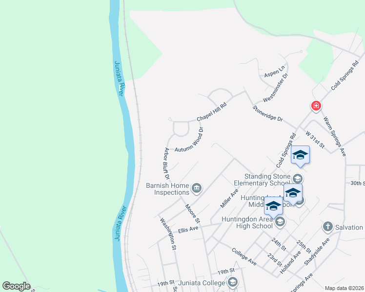 map of restaurants, bars, coffee shops, grocery stores, and more near 2203 Autumn Wood Drive in Huntingdon