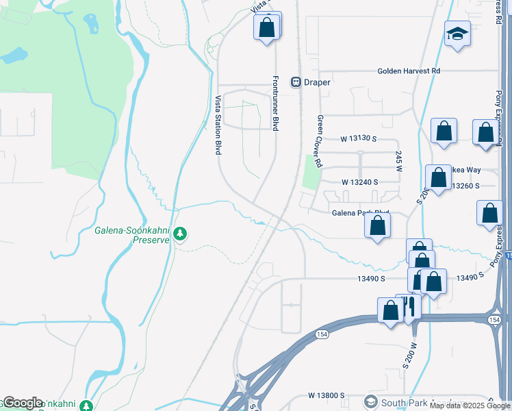 map of restaurants, bars, coffee shops, grocery stores, and more near Vista Station Boulevard in Draper